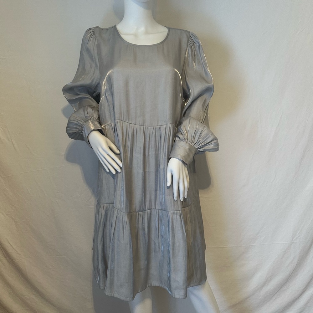 A New Day Silver Tiered Party Dress Size Large NWOT